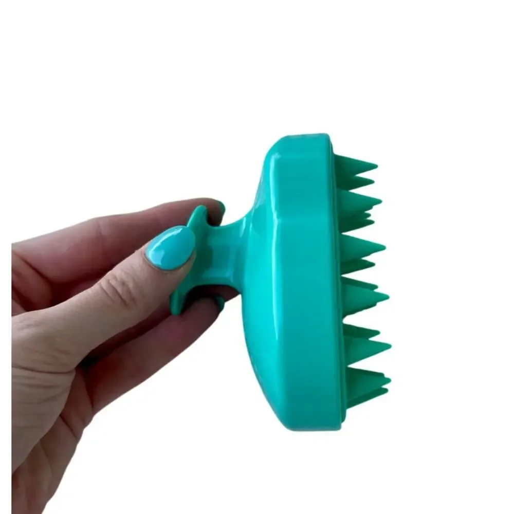 Scalp Massager Hair Shower Brush Shampoo Brush Soft Silicone Scrubber Teal Blue